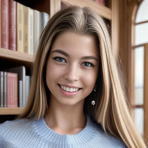 (high quality, masterpiece, ultra high res,beautiful,realistic,perfect lighting:1.5), <lora:add_detail:0.5>,
<lora:l3ra_v1:0.8>,(l3ra,1girl,solo,front view :1.3),(in library, wearing sweater,smiling teeth:1.3),(blue eyes:1.3)
