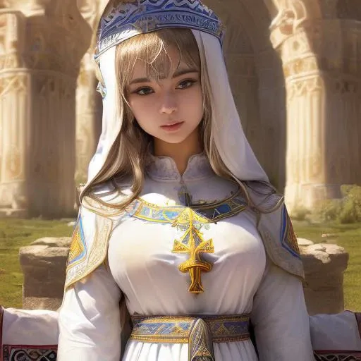 (high quality, 4k:1.3), <lora:add_detail:0.3>,
<lora:l3ra_v1:0.8>,(holy priestess l3ra,18 years old,attaining enlightenment:1.5),beautiful eyes, lips,highly detailed skin,(bathed in radiant light:1.3),1girl, solo, solemn,(upper body:1.6),(blonde hair, blue eyes:0.6), in temple, wearing (wearing long-sleeved priestess attire:1)