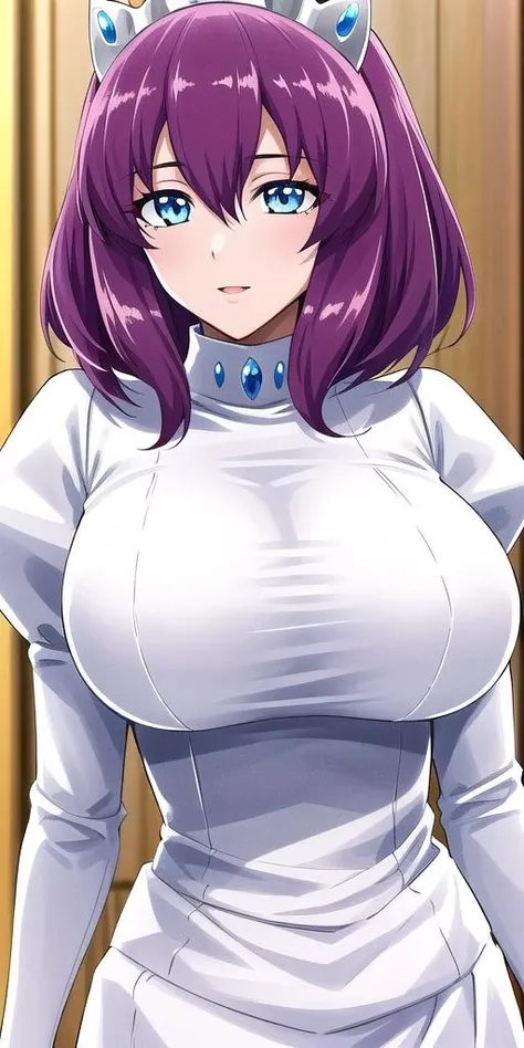 <lora:henrietta_de_tristainV2:.7> henrietta_de_tristain, huge_breasts, standing, solo, White_turtleneck_dress_White_thighhighs_White_garter_straps_Tiara, masterpiece, best quality, detailed face, detailed eyes, highres,