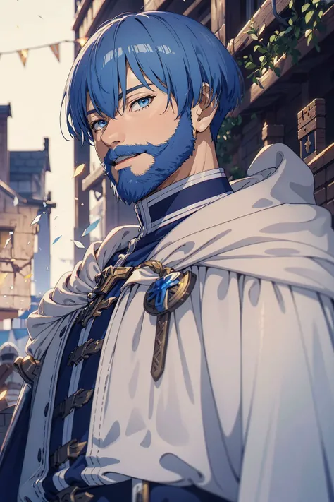 masterpiece, best quality, game cg, 1boy, solo, male focus, (bald:1.2), ooking at viewer, upper body,mature, (blue beard:1.2) , medieval street, outdoor, himmel_sousou_no_frieren, blue hair, blue eyes, fairy tale costume, dieselpunk, High definition
<lora:himmel_sousou_no_frieren:0.9>