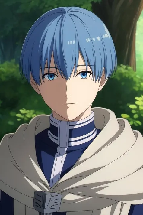 masterpiece, best quality, photorealistic, 1boy, solo, male focus, looking at viewer, , , , , <lora:himmel_sousou_no_frieren:0.82>, himmel_sousou_no_frieren, blue hair, blue eyes