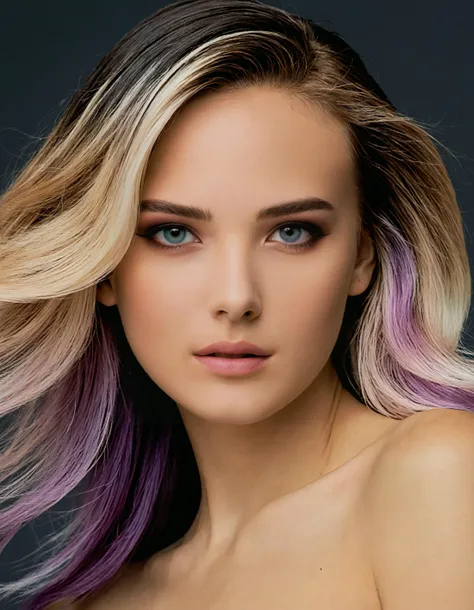 masterpiece, best quality, 1girl, gradient hair, high contrast, photo \(medium\),  <lora:SDXLHighDetail_v5:1>, strapless,