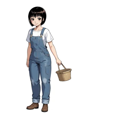 <lora:ShirleyMXLpony001>,
smile,
solo,
ShirleyM,1girl,black hair,bob cut,brown eyes,
full body,standing,
overalls,