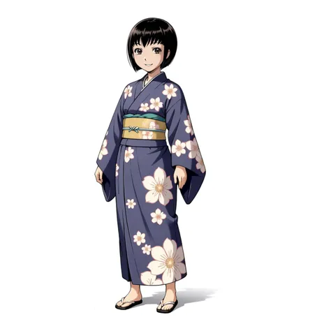 <lora:ShirleyMXLpony001>,
smile,
solo,
ShirleyM,1girl,black hair,bob cut,brown eyes,
full body,standing,
print_kimono,
