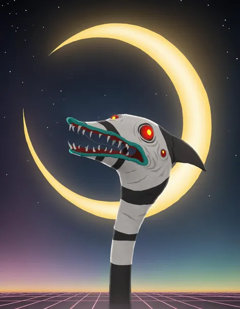 score_9, score_8_up, score_7_up, score_6_up, score_5_up, score_4_up, source_anime, BREAK ,sammiebjuicexl, sammie the sandworm, source_beetlejuice, source_beetlejuce, source_beetlejuice, source_sandworm_kawaii, ((no humans)), BREAK Sandworm, summer time, heterochromia, vaporwave, (pastel), synthwave, city punk, constellation, BREAK crescent_moon, kawaii, sci-fi city, dust, embers, rim lighting, side lighting, cinematic lighting, flames, foreshortening, gradient, depth of field, LimitBreakStylerXL LuT_RBR LuT_BR_Neon Lut_BluPink, <lora:Sammie-SandwormPonyXL:0.8>
