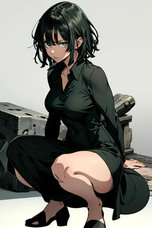 fubuki, green hair, taut clothes, jewelry, necklace, tied_wrist, tape gag, duct tape, tied, on her knees