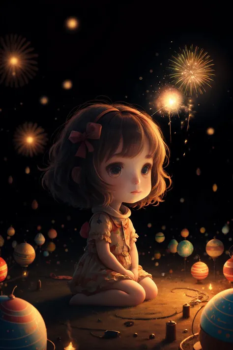1girl,aerial fireworks, astronaut, aurora, milk way, festival,   chibi,  Fisheyes, masterpieces, top quality, best quality, official art, beautiful and aesthetic, animation, 8k raw,
 <lora:lovestar:0.8>