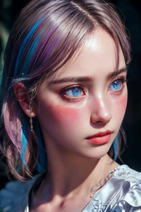 award winning photography of analog cute spunky female , pale Wild orchid hair, frills, detailed skin, perfect face , (ultra realistic), textured skin, remarkable detailed pupils, ((realistic dull skin noise)), ((visible skin detail)), ((skin fuzz)), (dry skin) shot with cinematic camera, fashion photography, photo realistic, crowded room ( party ) , 20 megapixel, canon eos r3, detailed skin, detailed, detailed face, , (((full body intricate, vibrant, photo realistic, realistic, dramatic, sharp focus, 8k)) , flashlight , filmg, velvia
<lora:epiNoiseoffset_v2:1> <lora:add_detail:1> <lora:FilmVelvia2:0.5> <lora:flashlightphoto_v1.5a:0.5>