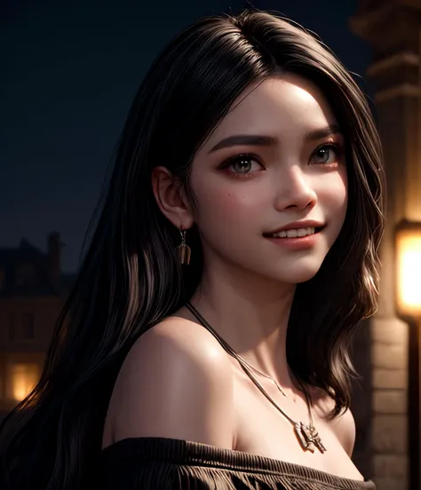 8k, very sharp image, masterpiece, best quality, highres, Zendaya, 1girl, solo focus, middle parting, long hair, black hair, closed mouth, (dark skin:1.2), oversized clothes, looking at viewer, earrings, necklace, mansion, off shoulder, outdoor, light smile, teeth, leaning forward,
realistic hair, realistic skin, high texture skin, high quality mouth, high quality iris, <lora:more_details:1> dramatic lighting, dramatic shadows, illumination
