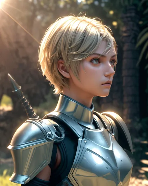 Arafe woman in leather clothes holding a sword and sword, Photorealistic anime girl rendering, 2. 5d cgi anime fantasy artwork, 3d rendering character art 8k, 3D Anime Real, Girl in Armor, Ultra realistic anime, Sexy blonde warrior, Beautiful female knight, ArtJam ; 3d unreal engine, Vojtek Fuss