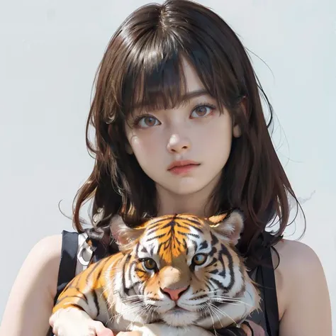 a girl hold a baby tiger, masterpiece, best quality, top quality, ultra highres, 8k hdr, 8k wallpaper, huge file size, intricate details, sharp focus, realistic, delicate, amazing, CG, finely detailed, beautiful detailed, colourful, <lora:HashimotoKanna:0.75>, masterpiece, best quality, top quality, ultra highres, 8k hdr, 8k wallpaper, huge file size, intricate details, sharp focus, realistic, delicate, amazing, CG, finely detailed, beautiful detailed, colourful,