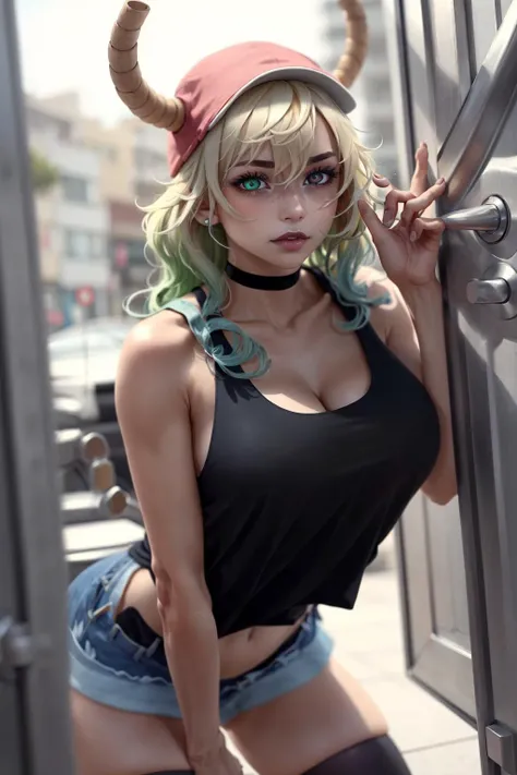 absurdres, best quality, 1girl, solo, looking at viewer, eye focus, <lyco:GoodHands-beta2:1.0>, <lora:LucoaDM:0.5>, LucoaDM, CasualCL, shorts, tank top, thighhighs, heterochromia, eye focus,
ADDCOMM
green eyes
ADDCOL
(black eyes:1.5), slit pupils, bright pupils, yellow pupils