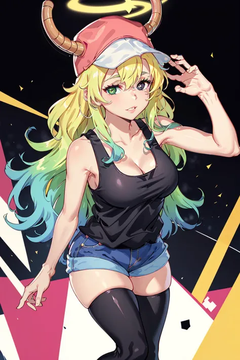 absurdres, best quality, 1girl, solo, looking at viewer, eye focus, <lyco:GoodHands-beta2:1.0>, <lora:LucoaDM:0.5>, LucoaDM, CasualCL, shorts, tank top, thighhighs, heterochromia, eye focus,
ADDCOMM
green eyes
ADDCOL
(black eyes:1.5), slit pupils, bright pupils, yellow pupils