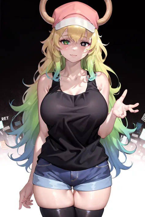 absurdres, best quality, 1girl, solo, looking at viewer, eye focus, <lyco:GoodHands-beta2:1.0>, <lora:LucoaDM:0.5>, LucoaDM, CasualCL, shorts, tank top, thighhighs, heterochromia, eye focus,
ADDCOMM
green eyes
ADDCOL
(black eyes:1.5), slit pupils, bright pupils, yellow pupils