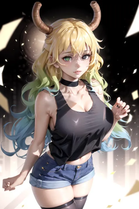 absurdres, best quality, 1girl, solo, looking at viewer, eye focus, <lyco:GoodHands-beta2:1.0>, <lora:LucoaDM:0.5>, LucoaDM, CasualCL, shorts, tank top, thighhighs, heterochromia, eye focus,
ADDCOMM
green eyes
ADDCOL
(black eyes:1.5), slit pupils, bright pupils, yellow pupils