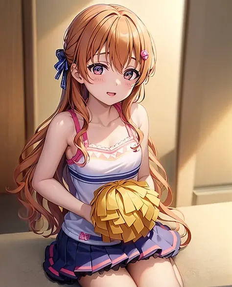kanata_konoe, 1girl, solo,
((8k, RAW photo, highest quality, masterpiece), High detail RAW color photo professional close-up photo, (realistic, photo realism:1. 37), (highest quality), (best shadow), (best illustration), <lora:KanataKonoe_v2-000006:1>, ahoge, bare shoulders, blush, breath, smile, small breasts, solo, thighs, ((masterpiece)), sideface, very detailed face, cheerleader, pompons