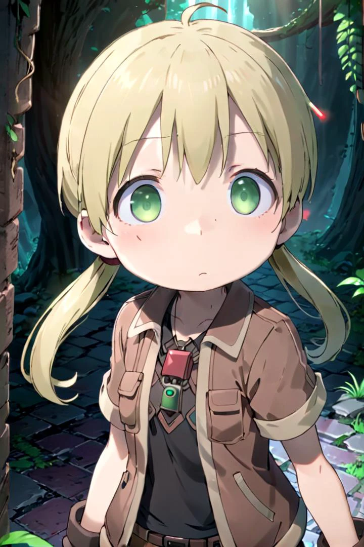 <lora:rikosdxl-000026:0.6>
1girl, riko,
she has blonde hair.
Her eyes are green, twintails
black shirt,
she is wearing a brown short-sleeved jacket,
(red whistle:1.2) as a pendant,
draw it in the style of made in abyss,
The soft lighting and detailed surroundings create an immersive environment where imagination runs wild
high quality visuals, dim Lighting, sharply focused, octane render, 8k UHD