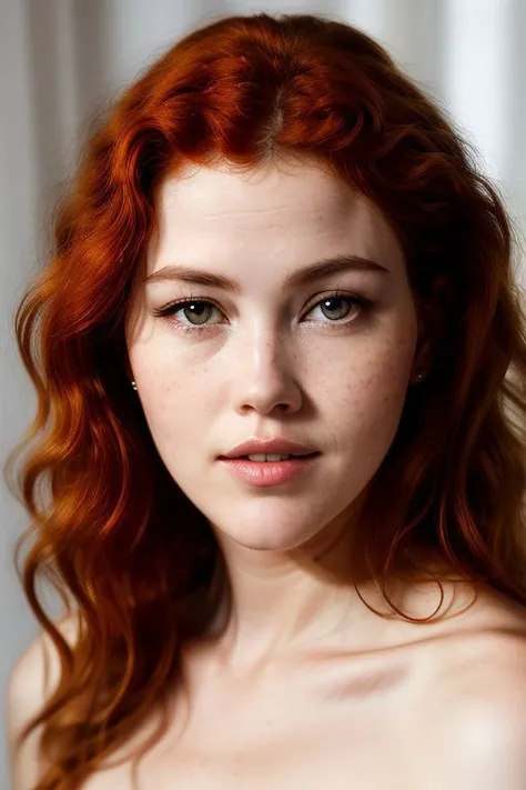 portrait of DEN_heidi_romanova, (headshot, face focus:1.2), beautiful eyes, detailed face, detailed lips,
(plain background:1.2),
bokeh, f1.4, 40mm, photorealistic, raw, 8k, textured skin, skin pores, intricate details,  <lora:epi_noiseoffset2:1>, epiCRealism