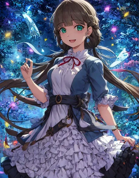 _kinako_, <lora:epoch-000016:1>
(illustration:1.1),(best quality),(masterpiece:1.1),(beautiful and clear background:1.25),(extremely detailed CG unity 8k wallpaper:1.1), (colorful:0.9),(depth of field:0.75),( ink splashing:0.95),(color splashing:0.85),(watercolor:0.65),
:d, dress, earrings,looking_at_viewer, smile