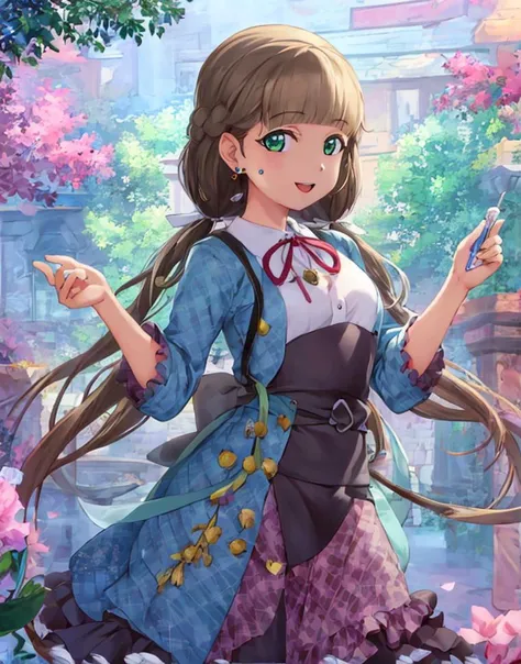 _kinako_, <lora:epoch-000016:1>
(illustration:1.1),(best quality),(masterpiece:1.1),(beautiful and clear background:1.25),(extremely detailed CG unity 8k wallpaper:1.1), (colorful:0.9),(depth of field:0.75),( ink splashing:0.95),(color splashing:0.85),(watercolor:0.65),
:d, dress, earrings,looking_at_viewer, smile