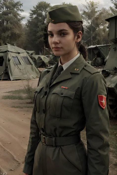 Realistic, realism, photorealism, photo-realistic, high contrast, (photorealistic:1.4), 8k high definition detailed realistic, (best quality, masterpiece:1.2), full bodyshot, photon mapping, radiosity, physically-based rendering, best quality, highly detailed, 1girl, (full bodyshot), looking at the viewer,greencod, Short hair, ponytail, military uniform, military camp background , 1940 decade, ww2 era, <lyco:GoodHands-beta2:1> <lyco:epiCRealismHelper:.7>
<lyco:cpl.green:.7>