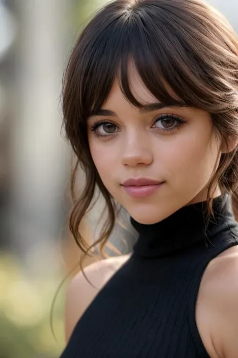 ((Full Body View)), JennaO, ((wearing a sleeveless turtleneck dress)), 8k raw, high res, ultrarealistic, hyperrealistic, soft lighting, good lighting, textured skin, photorealism, high details, DSLR photo, detailed face, detailed hair, skin pores, (looking at viewer), (Real Eyes), (Detailed Eye Corneas), (detailed pupils), ((smiling)), photo lab, elegant, insane details, hyperdetailed, low contrast, epiCRealism, Detailed and realistic photography, intricate and realistic eyes, shot outside, skin texture, soft natural lighting, magical photography, dramatic lighting, ultra-detailed, Kodak 800T, ((SFW))