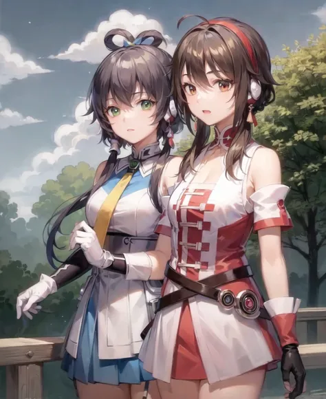 ((masterpiece)), (((best quality))), ((extremely detailed)), colorful, hdr,2girls, kissing each other, looking at another, blushes, upper body
AND ((masterpiece)), (((best quality))), ((extremely detailed)), colorful, hdr, 2girls, luotianyi (koushiki), <lora:luotianyi_koushiki:0.6>, (koushiki thighhighs:1.2),upper body
AND ((masterpiece)), (((best quality))), ((extremely detailed)), colorful, hdr, 2girls, yuezhengling, <lora:yuezhengling:0.6>