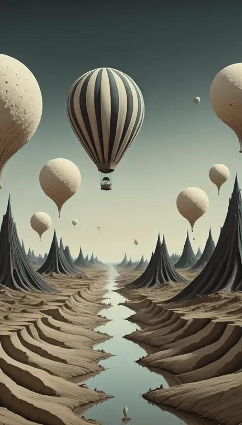 <lora:Everly Heights Comics:1> Surrealist art of a dream-like sequence in a bizarre landscape, cinematic composition.