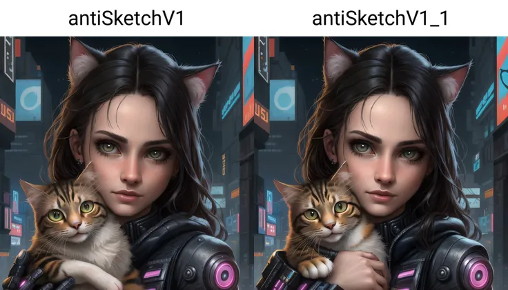 close-up, a girl holding a cat, midnight, cyberpunk city, perfection, beautiful, masterpiece, muchRealisticV0_4
