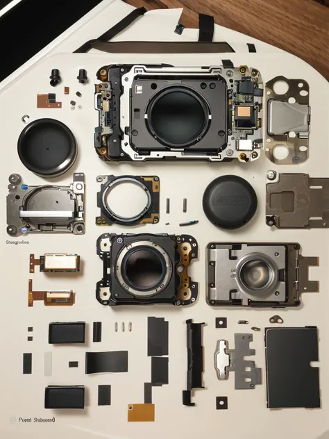 c_jie,Front view,Camera disassembly,Parts laid flat,