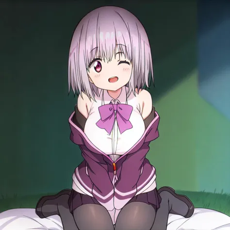 Score_9, Score_8_up, Score_7_up, Score_6_up, Score_5_up, Score_4_up, source_anime, anime style, 1girl, midori fuse, long hair, ribbon, purple eyes, hair ribbon, white hair, white cat ears, anal sex, happy, pussy juice, pov, on bed, cleft of venus