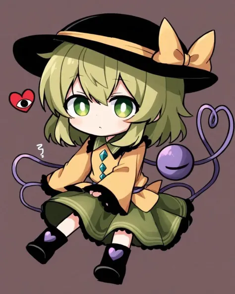 komeiji koishi, hat, yellow_shirt, black_headwear, green_skirt, 1girl, solo, black_footwear, boots, diamond_button, third_eye, heart, @_@, squiggle, long_sleeves, diamond_\(shape\), on_back, simple_background, sleeves_past_wrists, frills, yellow_ribbon, mouth_drool
<lora:komeiji_koishi_image10724_2023-12-20-000004:1>,star-shaped_pupils,symbol-shaped_pupils,. gorgeous,key visual, vibrant, studio anime,award-winning, professional, highly detailed,high budget, cinemascope