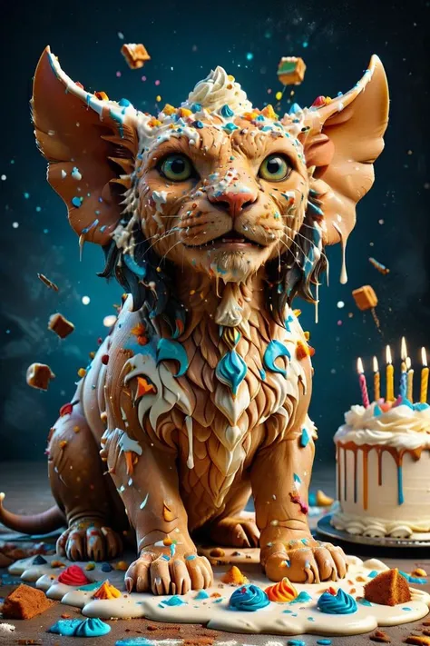 cute sphinx with riddling voice made of ais-cakemess, intricate details, whimsical, magical, best quality, masterpiece , electrical diagram <lora:Cake_Mess_SDXL:0.8>