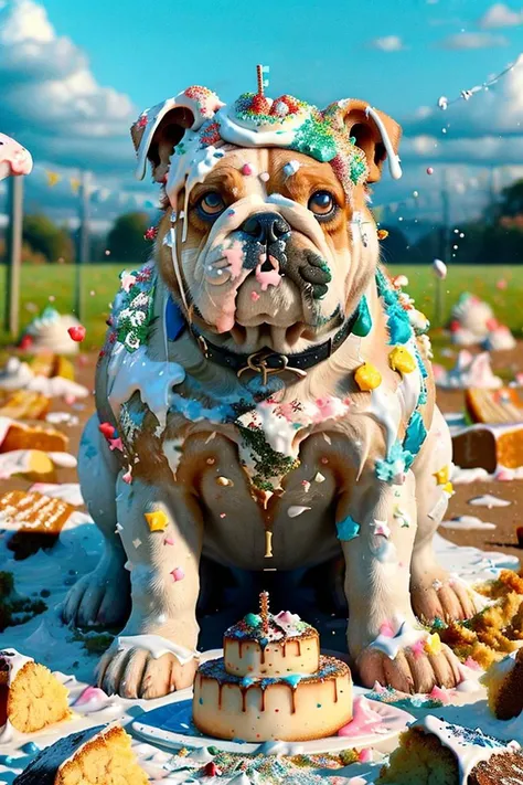 A bulldog covered in ais-ckemss <lora:ais-ckemss:1>