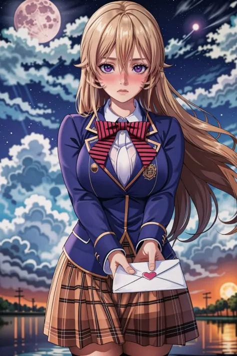 <lora:lcm_lora_sd15:1>,
(masterpiece,best quality,8k,beautiful and aesthetic:1.2),
solid-best-physical-appearance-perfect::2,
cosplay,(HUGE BREASTS:1.3),(floating hair:1.2),PERFECTEYES EYES,narrow_waist,slender,skinny,(dynamic_angle),sexy posture,
<lora:(bNKH)R`hYHh<.nakiri_erina_v1:0.7>,
aaerina,purple eyes,long hair,blonde hair,hair between eyes,
red bow,striped bow,blazer,blue jacket,long sleeves,plaid skirt,brown skirt,black thighhighs,
<lora:[YR]^`f.love letter:0.7>,
(looking to the side:0.5),(full-face blush),blush,LOVE LETTER,POV,HEART,(incoming),
outdoors,sky,night,night sky,moon,moonlight,wind,
<lora:[R]Xn}0{LORA.add_detail:0.2>,
<lora:[OMQ*S][vw<w[.locon_perfecteyes_v1_from_v1_64_32:0.6>,
<lora:[YR]^`f.love_letter_v1:0.5>,