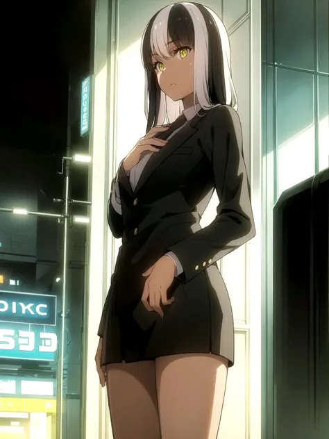 1girl, (shapely body), (solo), 19 years old, hdr, <lora:Ryouko_Kuriba_V3:0.7>, ((suit)), epic realistic, RAW, analog, dim light, neon lamps, (1 person), (((night))), blinding lights, relaxed posture, people in the background, dark lighting, neon advertising, advertising posters, advertising hologram, realistic shadows, stands in the semi-darkness of a ruined building, ((highly detailed skin, skin details)), sharp focus, 8k UHD, DSLR, high quality, film grain, Fujifilm XT3, soft cinematic light, adobe lightroom, photolab, hdr, intricate, highly detailed, (depth of field:1.4), faded, (neutral colors:1.2), (hdr:1.4), (muted colors:1.2), hyperdetailed, (natural skin texture, hyperrealism, soft light, sharp)
