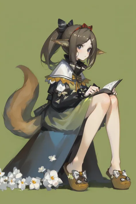 (((one girl))),(((chen))),(touhou), brown eyes, nekomata, short hair, medium hair, brown hair, cat ears, animal ear fluff, cat tail, two tails, green headwear, mob cap, red vest, white shirt, long sleeves, yellow bowtie, red skirt, skirt set, animal ear piercing,(((full body))),(((model posing))),(((white background))),(((Diagonal angle)))