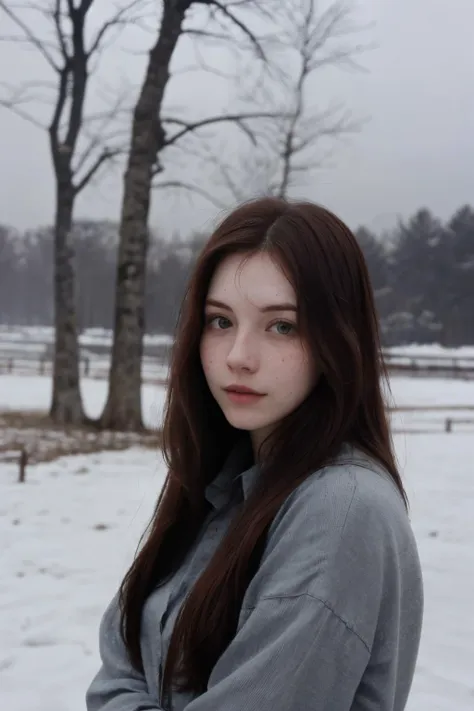 (face frame:1.2), portrait photo of a Analuk22, pale skin, ( long shirt:1.2), innocent, winter forest, fog, snow in the air, snowy, <lora:picxer_real:0.6>,  <lora:LowRA_v2:0.7>