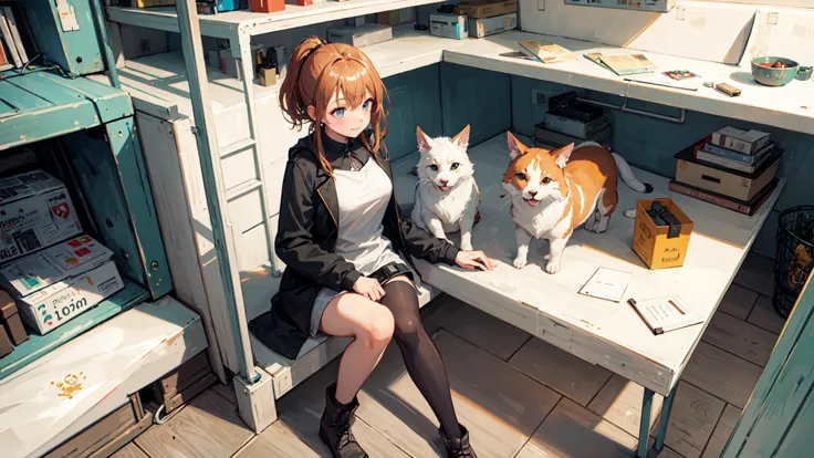 ((best quality)), ((masterpiece)), 1girl, animal farm, lots of pets, lots of animal, farm