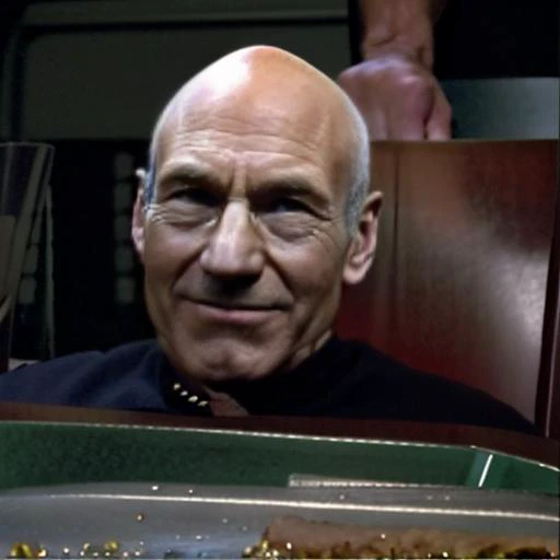 WomanYellingP2, solo food, 1boy, A pleased Captain Jean-Luc Picard smirking in a red cptvrn jacket, food, <lyco:WomanYellingAtCatMeme:1.3>
pckd <lora:TNGV2:0.8>, photorealism, highly detailed, cinematic, dramatic, sharp focus, <lora:LowRA:0.5>