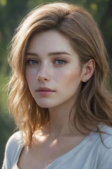 a beautiful 25 year old woman, realistic detailed skin with subtle blemishes or scars, (8k, best quality, ultra high res, photorealistic, masterpiece, ultra-detailed, waist-up portrait, Depth of Field), natural lighting, highly detailed eyes, a woman of natural beauty without makeup