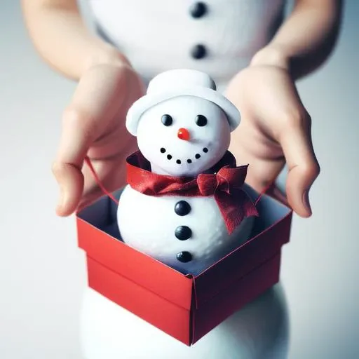 <lora:gift_v1:0.5>, gift, gift_box, snowman, hand