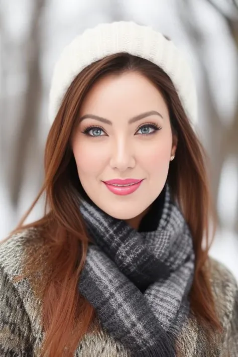 a photo of a woman, stylish, outdoor professional portrait, head-shot, slight smile, cute, winter wether,munmun <lora:munmun:1>