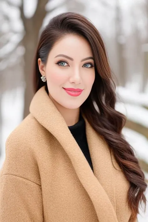 a photo of a woman, stylish, outdoor professional portrait, head-shot, slight smile, cute, winter wether,munmun <lora:munmun:1>
