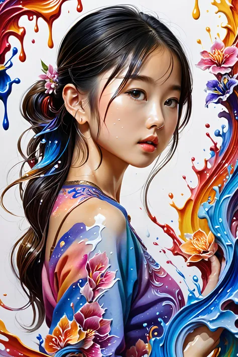 Colorful, multiple colors, intricate detail, splash screen, photorealistic, intricately detailed fluid gouache painting, calligraphy, acrylic, watercolor art,
masterpiece, best quality, 1girl,  <lora:kwFemaleBeta42_SDXL_v1:1>, 
asian