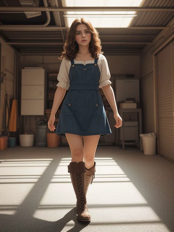 <lora:LCM_LoRA_Weights_SD15:0.8>
Gabby_Stallone wearing
pinafore dress, blouse, and ankle boots,
garage,
dramatic ambiance and interesting perspective illuminated by exquisite volumetric lighting using (scattered shadows) for depth, best quality masterpiece composition, rich color and sharp focus, depth of field, detailed and cinematic scene