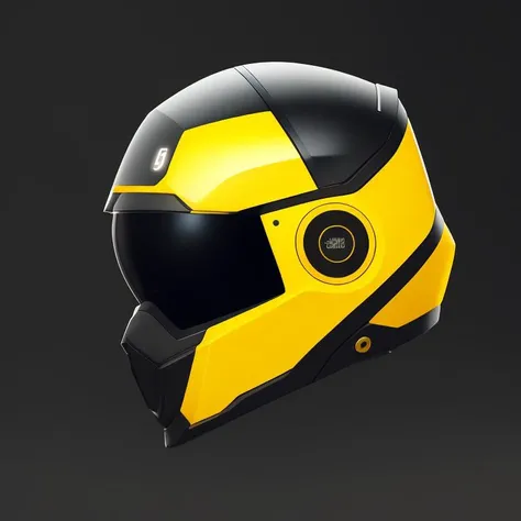 emauromin style, futuristic helmet,Yellow and black contrast, finely detailed, purism, ue 5, a computer rendering, minimalism, octane render, 4k <lora:eddiemauroLora2:0.8>