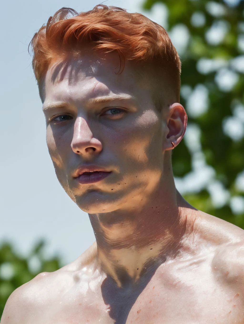 (8k, RAW photo, best quality, masterpiece:1.2), (realistic, photo-realistic:1.4), ultra-detailed, (high detailed skin:1.2), (asian) pale skin, white and red hair, handsome 1man, <lora:PrettyBoyV2:1>
