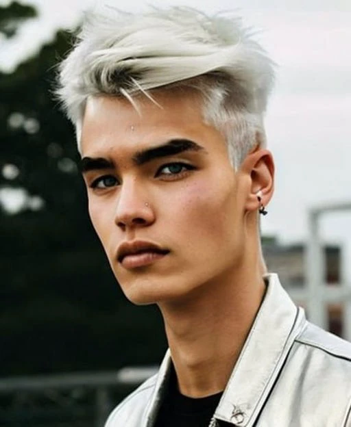 Pretty Boy, Asian young man, punk, silver hair, pale skin, modern city background, close up shot, <lora:PrettyBoy:1> <lora:samdoesartsSamYang_offsetRightFilesize:0.6>