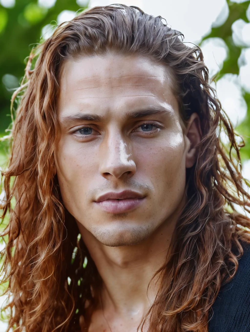 (8k, RAW photo, best quality, masterpiece:1.2), (realistic, photo-realistic:1.4), ultra-detailed, (high detailed skin:1.2), Black men, long red hair, handsome 1man, <lora:PrettyBoyV2:1>
